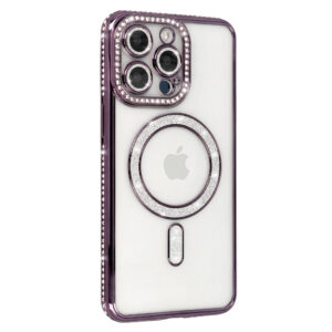 Bling Magsafe dėklas skirtas Apple iPhone 15 Pro violetinės spalvos - Image 2