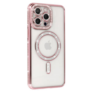 Bling Magsafe dėklas skirtas Apple iPhone 16 Pro Max rožinės spalvos - Image 2
