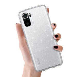 Crystal Glitter dėklas skirtas Xiaomi Redmi Note 10/Note 10S/Poco M5S sidabro spalvos