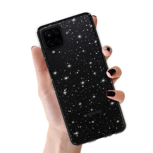 Crystal Glitter dėklas skirtas Samsung Galaxy A12 sidabro spalvos