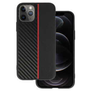 Tel Protect CARBON dėklas skirtas Apple iPhone 11 Pro juodos spalvos with red stripe