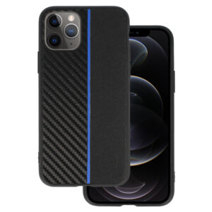 Tel Protect CARBON dėklas skirtas Apple iPhone 11 Pro juodos spalvos with mėlynos spalvos stripe