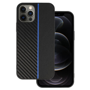 Tel Protect CARBON dėklas skirtas Apple iPhone 12 Pro Max juodos spalvos with mėlynos spalvos stripe