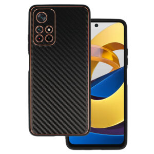 Tel Protect Leather Carbon dėklas skirtas Xiaomi Redmi Note 11 5G/Note 11S 5G/Poco M4 Pro 5G juodos spalvos