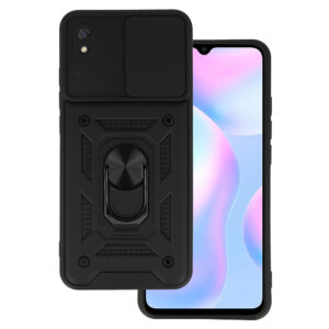 Slide Camera Armor dėklas skirtas Xiaomi Redmi 9A juodos spalvos