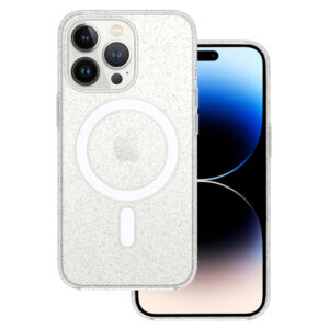 Tel Protect MagSilicone Clear dėklas skirtas Apple iPhone 12 Pro Glitter