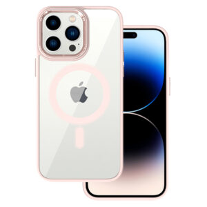 Tel Protect Magnetic Clear dėklas skirtas Apple iPhone 15 Plus lašišos spalvos