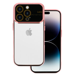 Electro Lens dėklas skirtas Apple iPhone 14 Pro rožinio aukso spalvos