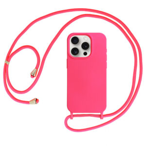 Strap silikoninis dėklas skirtas Apple iPhone 15 Plus design 1 rožinės spalvos