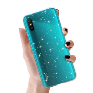 Crystal Glitter Case do Xiaomi Redmi 9A sidabro spalvos