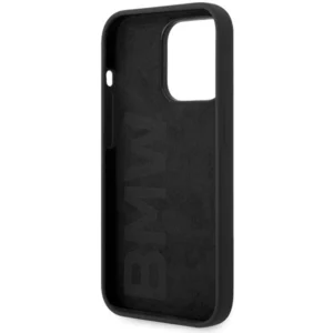 BMW Silicone Metal Logo iPhone 15 Pro - dėklas telefonui juodos spalvos - Image 7