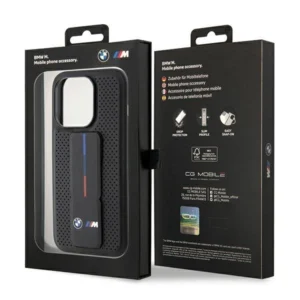 BMW Grip Stand Smooth & Perforated iPhone 15 Pro Max - dėklas telefonui juodos spalvos - Image 9