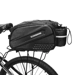 WYA36Y7S Bike Pannier Bag with Long Strap and Expandable Side Pockets - juodos spalvos - Image 8