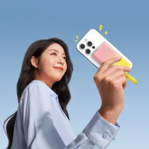 Baseus Popsicle 5200mAh 20W Powerbank with Built-in Lightning kabelis (+ White Baseus Simple USB-C - USB-C 60W/20V/3A/30cm kabelis) - geltona-rožinė - Image 8