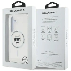 Karl Lagerfeld Button Choupette Head Printed Logo MagSafe Samsung Galaxy S25 Plus white - Image 8