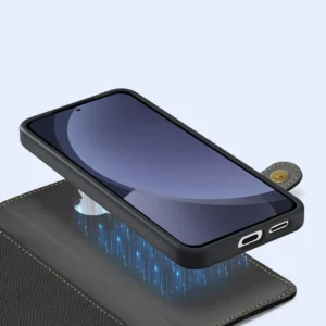 Dux Ducis Lawa Leather Samsung Galaxy S25 with Detachable Magnetic Wallet - dėklas telefonui juodos spalvos - Image 8