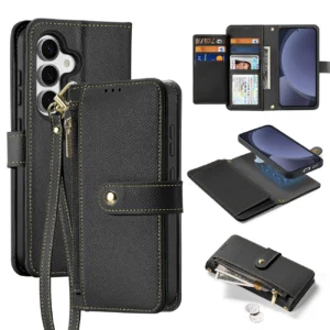 Dux Ducis Lawa Leather Samsung Galaxy S25 Plus with Detachable Magnetic Wallet - dėklas telefonui juodos spalvos - Image 3