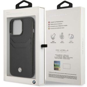BMW BMHCP14L22RSEPK Apple iPhone 14 Pro  6,1" dėklas telefonui juodos spalvos Leather Card Slot - Image 8