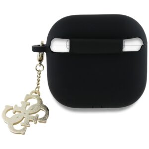 Guess GUA4LECG4K AirPods 4 cover juodos spalvos silikoninis 4G Charm - Image 2
