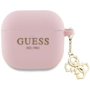 Guess GUA4LECG4P AirPods 4 cover rožinės spalvos silikoninis 4G Charm