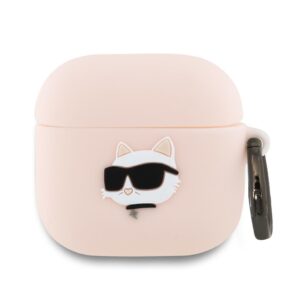 Karl Lagerfeld KLA4RUNCHP AirPods 4 cover rožinės spalvos silikoninis Choupette Head 3D