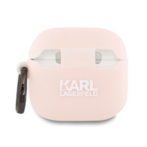 Karl Lagerfeld KLA4RUNCHP AirPods 4 cover rožinės spalvos silikoninis Choupette Head 3D - Image 2