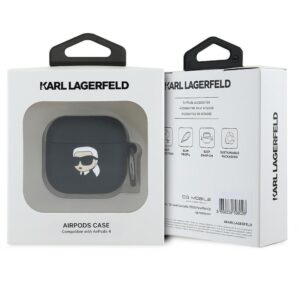 Karl Lagerfeld KLA4RUNIKK AirPods 4 cover juodos spalvos silikoninis Karl Head 3D - Image 3
