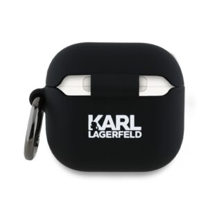 Karl Lagerfeld KLA4RUNKCHK AirPods 4 cover juodos spalvos silikoninis Karl&Chaupette Head 3D - Image 2