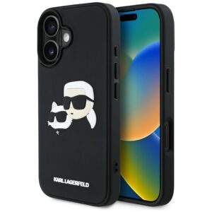 Karl Lagerfeld HC 3D Rubber Double Heads Apple iPhone 16 juodos spalvos