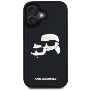 Karl Lagerfeld HC 3D Rubber Double Heads Apple iPhone 16 juodos spalvos - Image 3