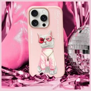 Nimmy Apple iPhone 16 Pro Max 6.9" dėklas telefonui rožinės spalvos Glasses Cool Cat - Image 8