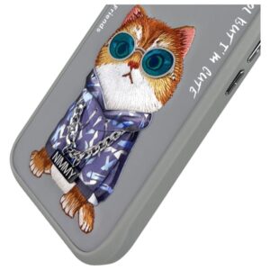 Nimmy Apple iPhone 16 6.1" dėklas telefonui pilkos spalvos Glasses Cool Cat - Image 7