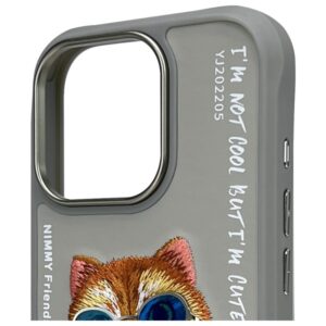 Nimmy Apple iPhone 16 Pro 6.3" dėklas telefonui pilkos spalvos Glasses Cool Cat - Image 3