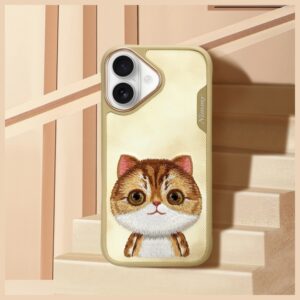 Nimmy Apple iPhone 16 6.1" dėklas telefonui haki spalvos Big Eyed Pet 2.0 Cat - Image 9