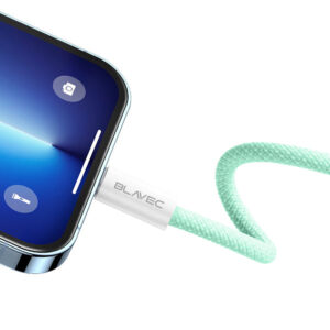 Blavec kabelis Candy braided - USB į Lightning - 2,4A 3 metrai (CCA-UL24GN30) žalios spalvos - Image 6
