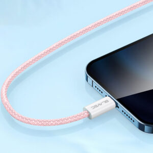 Blavec kabelis Candy braided - USB į Lightning - 2,4A 3 metrai (CCA-UL24P30) rožinės spalvos - Image 4