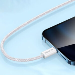 Blavec kabelis Candy braided - USB į Lightning - 2,4A 3 metrai (CCA-UL24W30) baltos spalvos - Image 4