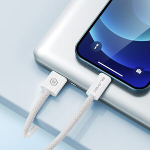 Blavec kabelis Candy braided - USB į Lightning - 2,4A 3 metrai (CCA-UL24W30) baltos spalvos - Image 5