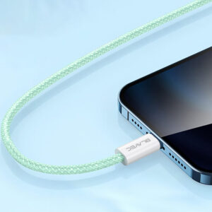 Blavec kabelis Candy braided - USB į Lightning - 2,4A 1 metras (CCA-UL24GN10) žalios spalvos - Image 4