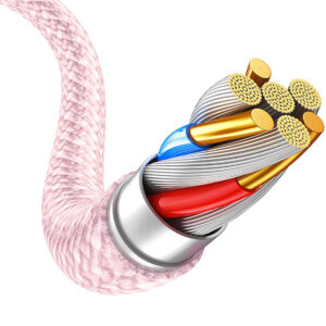 Blavec kabelis Candy braided - Type C į Type C - PD 60W 3A 2 metrai (CCA-CC3P20) rožinės spalvos - Image 8