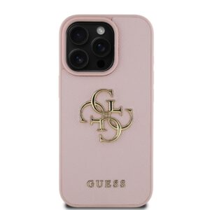 Guess PU Grained 4G Metal Logo dėkals tavo Apple iPhone 15 Pro Max rožinės spalvos - Image 2