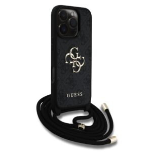 Guess PU 4G Metal Logo Crossbody Strap dėkals tavo Apple iPhone 16 Pro Max juodos spalvos - Image 2