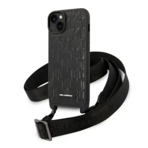 Karl Lagerfeld KLHCP14MSTMK Apple iPhone 14 Plus 6.7" hardcase dėklas telefonui juodos spalvos Monogram Plaque Logo Strap - Image 1