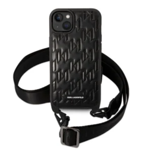 Karl Lagerfeld KLHCP14MSTMK Apple iPhone 14 Plus 6.7" hardcase dėklas telefonui juodos spalvos Monogram Plaque Logo Strap - Image 2
