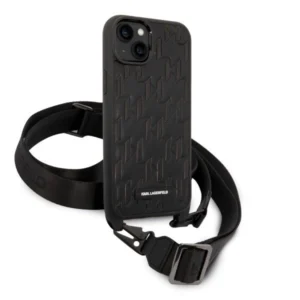 Karl Lagerfeld KLHCP14MSTMK Apple iPhone 14 Plus 6.7" hardcase dėklas telefonui juodos spalvos Monogram Plaque Logo Strap - Image 3