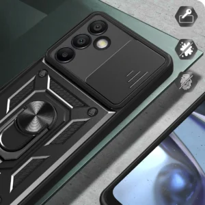Hybrid Armor Camshield su stoveliu ir kameros dangteliu Samsung Galaxy A26 - dėklas telefonui juodos spalvos - Image 5