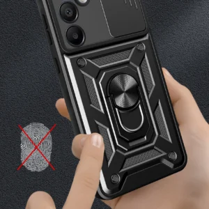 Hybrid Armor Camshield su stoveliu ir kameros dangteliu Samsung Galaxy A26 - dėklas telefonui juodos spalvos - Image 6