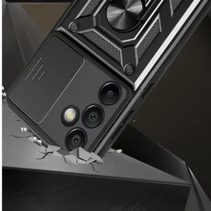 Hybrid Armor Camshield su stoveliu ir kameros dangteliu Samsung Galaxy A26 - dėklas telefonui juodos spalvos - Image 8