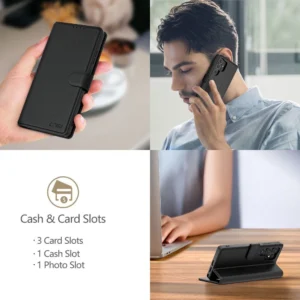 Tech-Protect Wallet Motorola Moto G05 / E15 - Matte dėklas telefonui juodos spalvos - Image 4