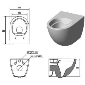 Pakabinamasis unitazas su dangčiu OPTIMA RIMOFF, 530×440 mm - Image 3